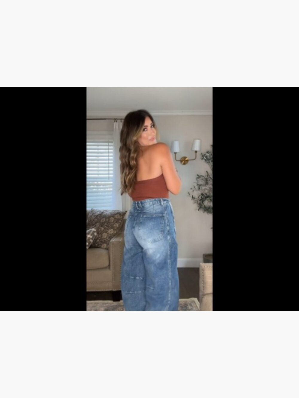 Baggy Boyfriend Jeans Wide Leg Mid Rise Barrel Denim Ankle Pants - Picture 7 of 7